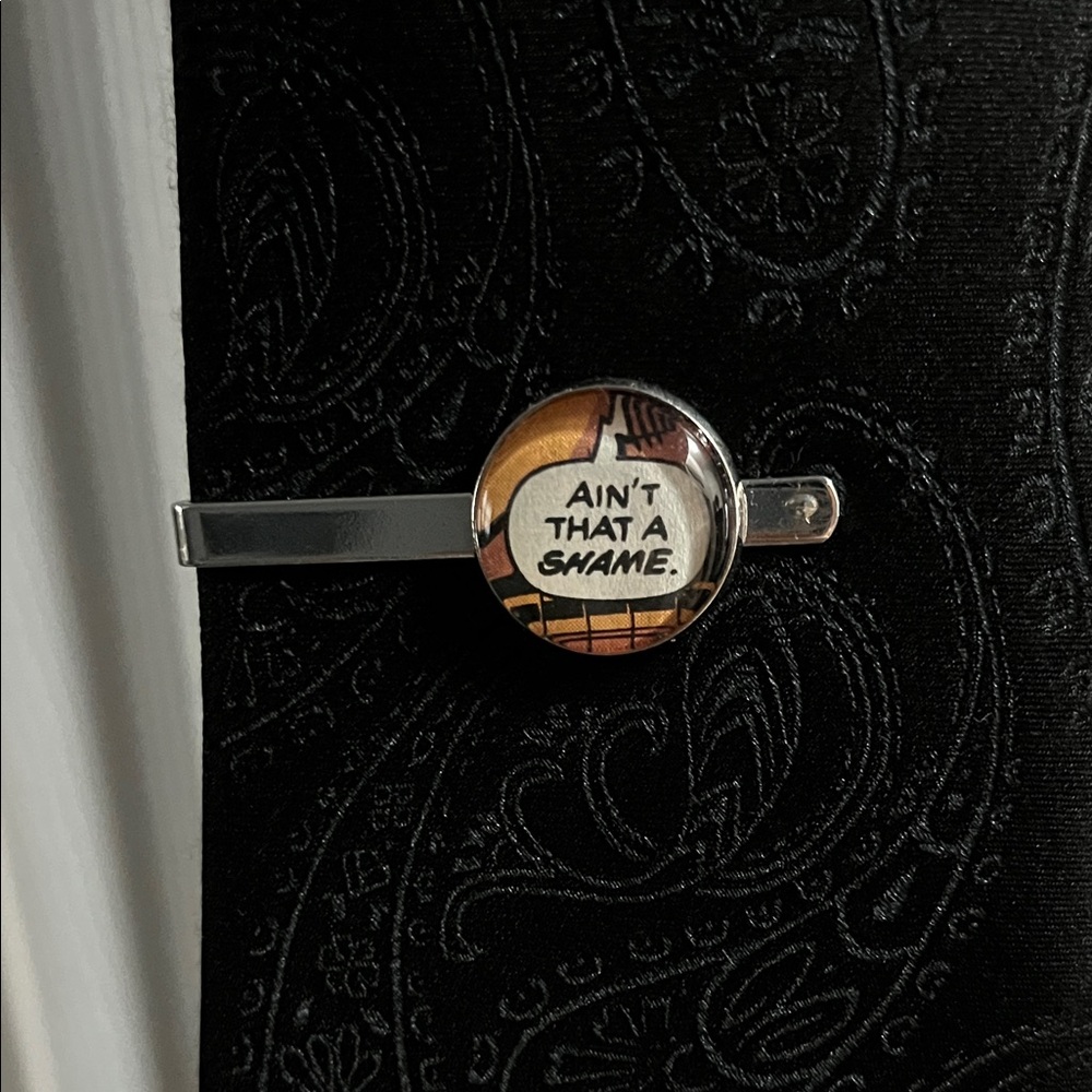 Upcycled comic book tie clip